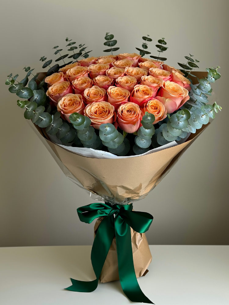 20 persikofärgade rosor